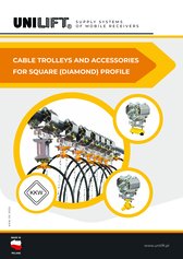 Cable trolleys and accessories for square profile